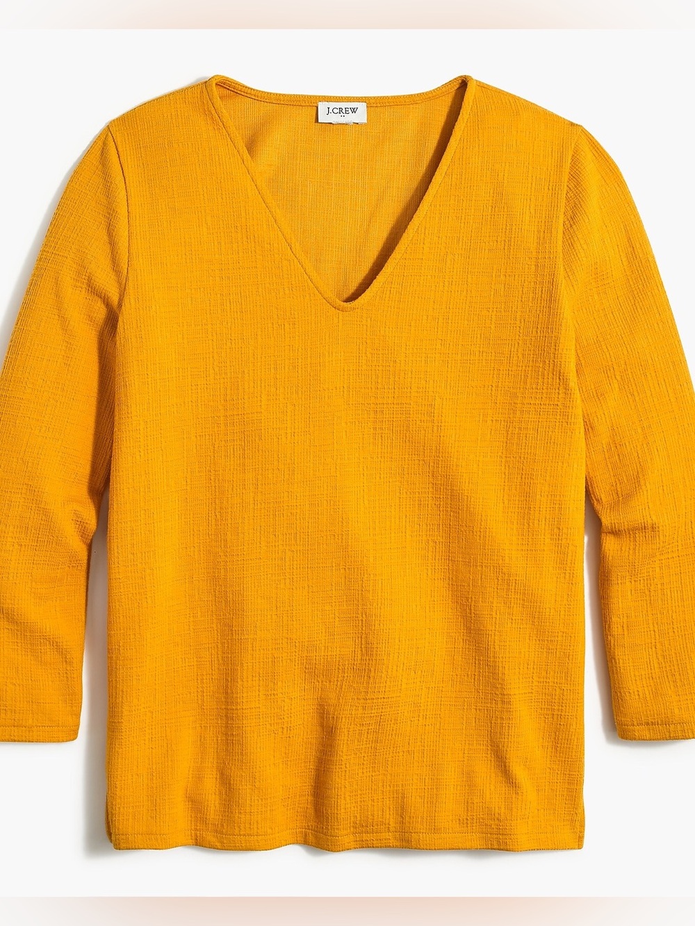 J. Crew Women's Mustard V-Neck Textured Top - XS
